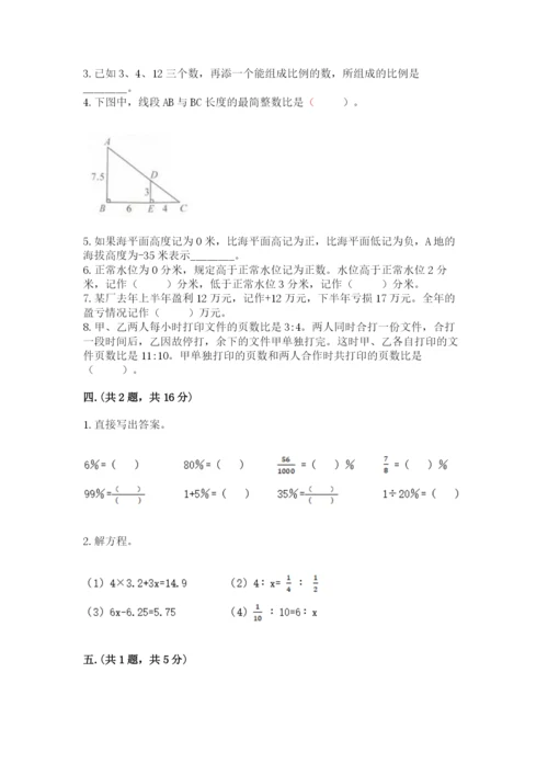 人教版数学小升初模拟试卷含完整答案【名师系列】.docx
