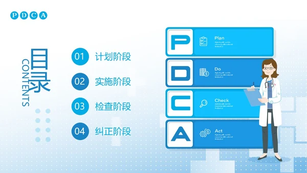 蓝色简约护理pdcaPPT模板宣传PPT动态PPT