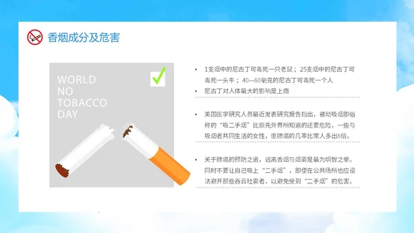 蓝色渐变卡通青少年禁烟校园禁烟主题班会动态PPT