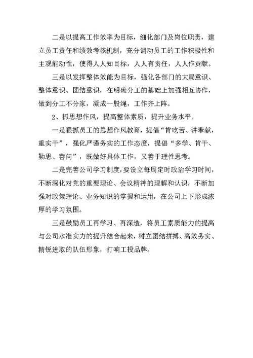 某市工业企业投资发展有限公司工作计划