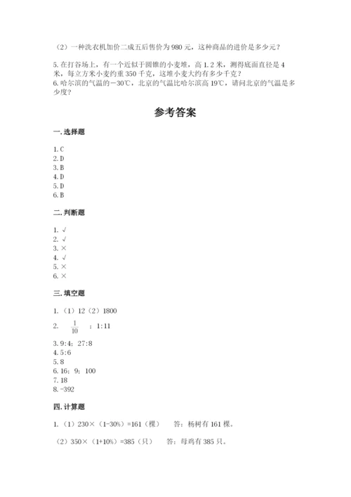 靖西县六年级下册数学期末测试卷精编.docx