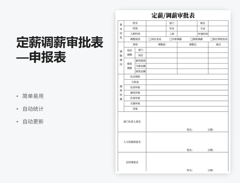 定薪调薪审批表—申报表