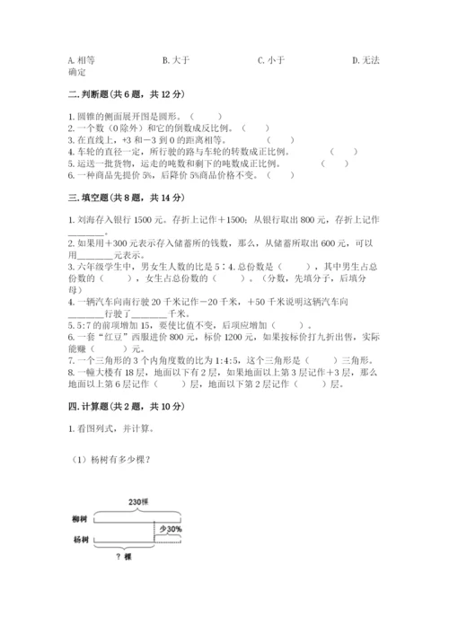 额尔古纳市六年级下册数学期末测试卷（培优）.docx