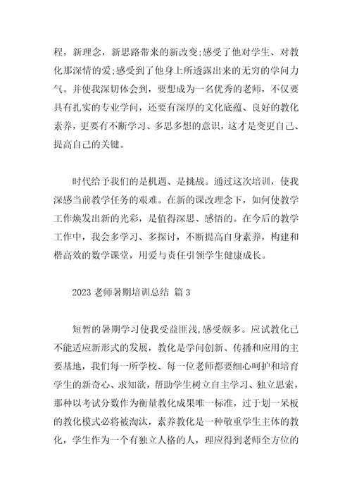 2023教师暑期培训总结