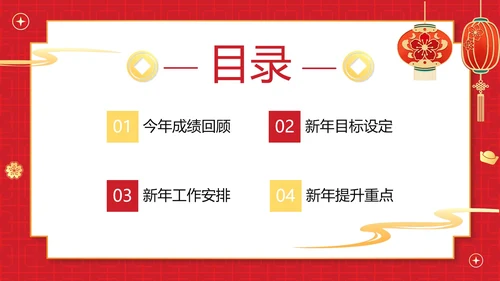红色简约日历新年计划工作汇报PPT模板