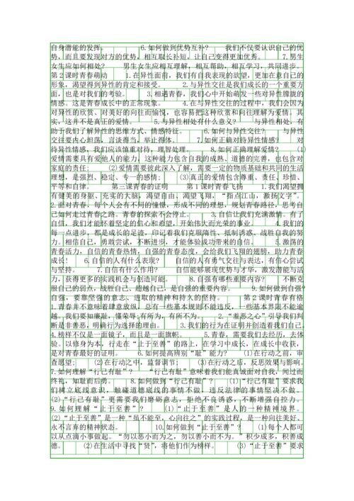 人教版七年级下册道德与法治知识点汇总.docx