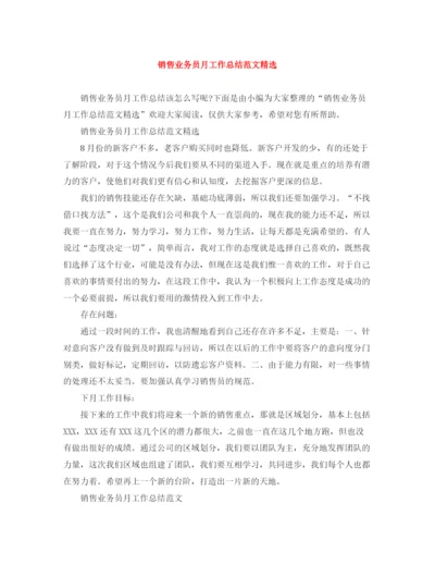精编之销售业务员月工作总结范文精选.docx
