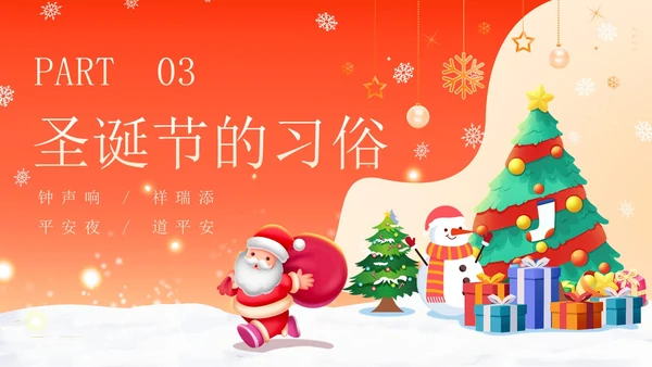红色卡通可爱圣诞节介绍圣诞节活动平安夜活动策划PPT模板