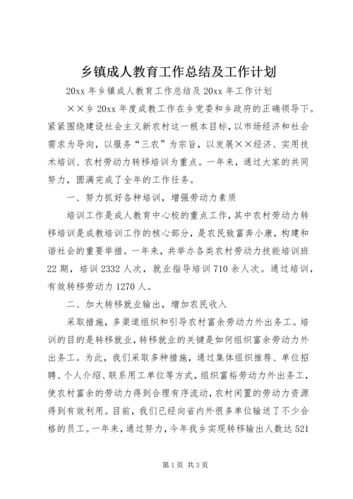 乡镇成人教育工作总结及工作计划.docx