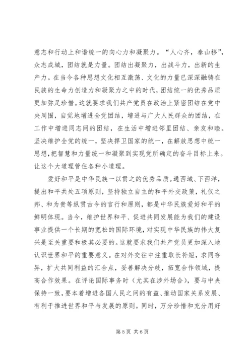 弘扬培育民族精神体会.docx