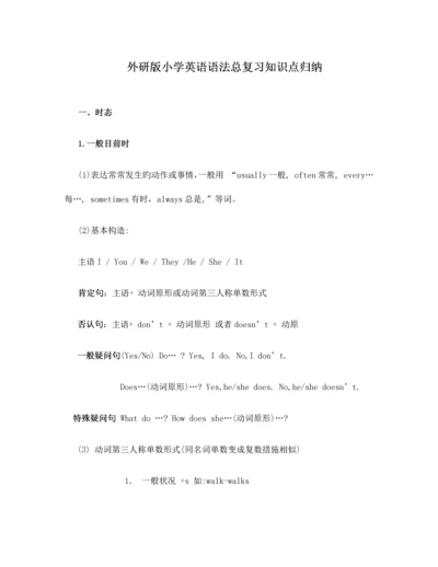 2023年外研版小学英语语法总复习知识点归纳.docx