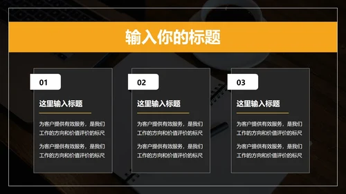 黑橙商务风年终总结PPT模板