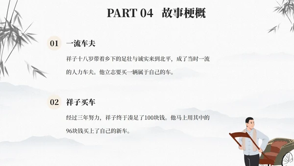 古风骆驼祥子文学读书分享课件PPT模板