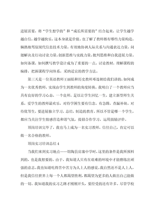 2023年顶岗实习培训总结