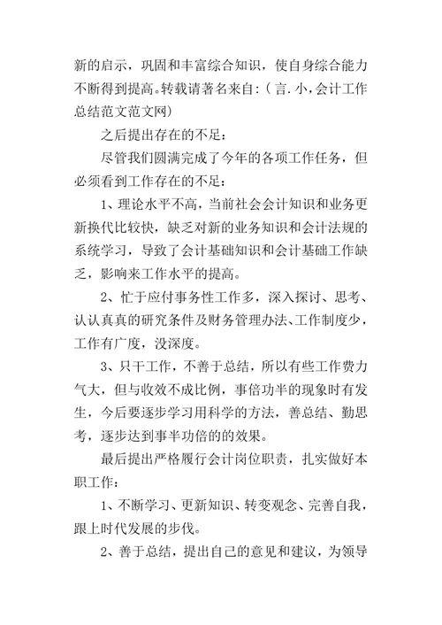 公司会计人员的工作总结