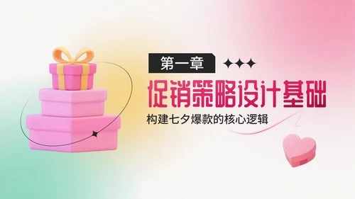 粉绿色弥散风七夕电商促销商品折扣策略PPT模板
