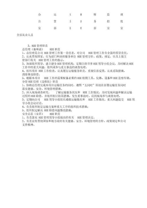 HSE管理学习机构以及的职责