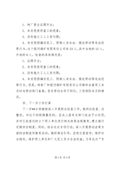 乡镇整治非法用工、打击违法犯罪专项行动工作总结.docx