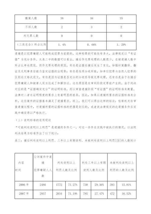 逮捕标准的实证分析-法律论文.docx