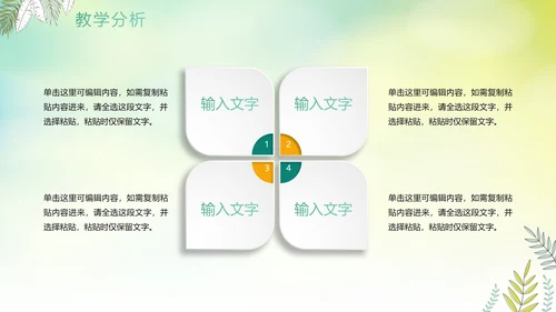 绿色手绘水彩植物教师教学说课PPT模板