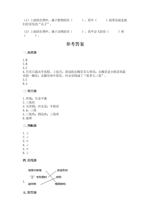 教科版六年级下册科学期末测试卷各版本