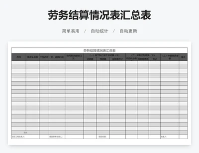 劳务结算情况表汇总表