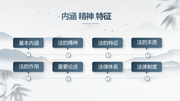 蓝色中国风法治讲堂工作总结PPT动态模板