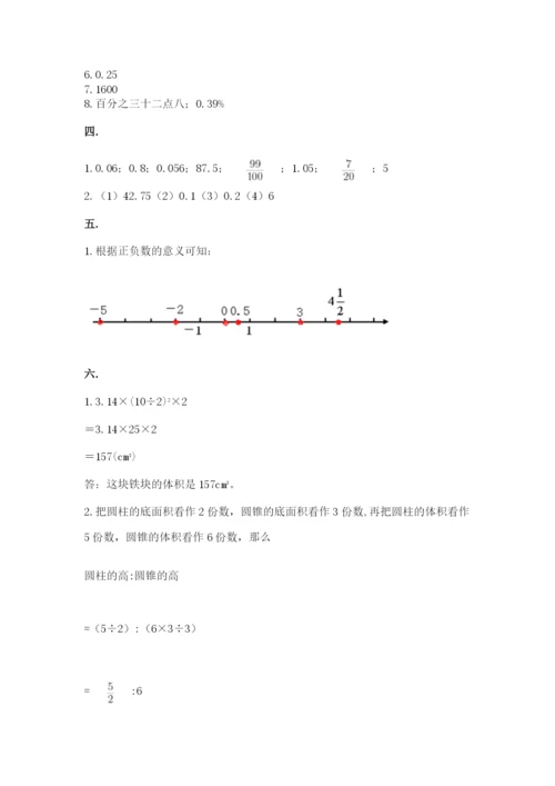 人教版六年级数学下学期期末测试题附参考答案【培优】.docx