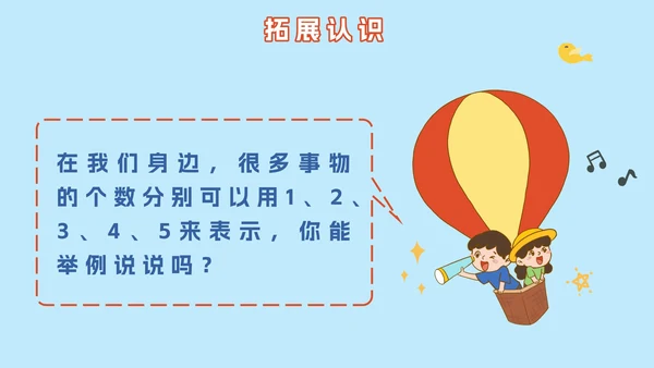 人教版小学一年级第一课时1~5的认识PPT模板
