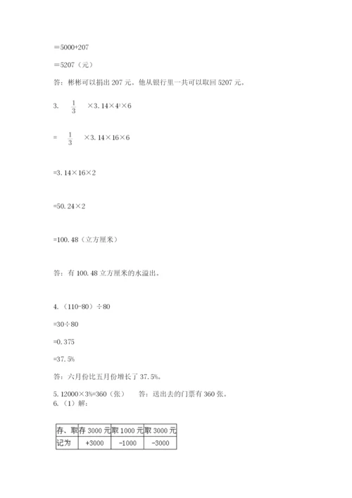 人教版六年级数学小升初试卷及答案（全国通用）.docx