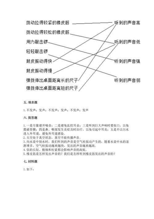 教科版科学四年级上册第一单元声音测试卷附参考答案（能力提升）.docx