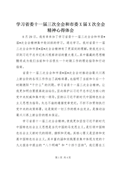 学习省委十一届三次全会和市委X届X次全会精神心得体会.docx