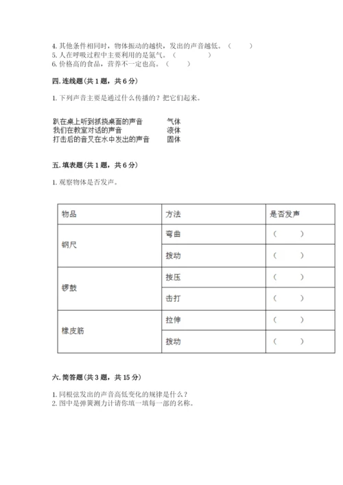 教科版四年级上册科学期末测试卷精品（综合题）.docx