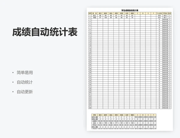 成绩自动统计表