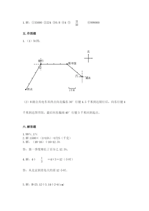 小学六年级上册数学期末测试卷（历年真题）word版.docx
