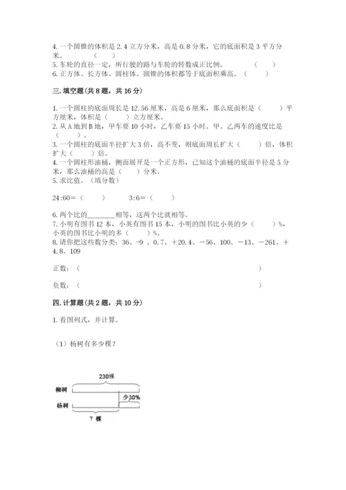 永平县六年级下册数学期末测试卷及参考答案.docx