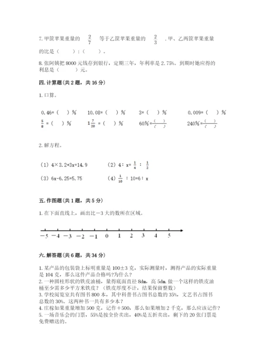 小学六年级下册数学期末卷附参考答案（达标题）.docx