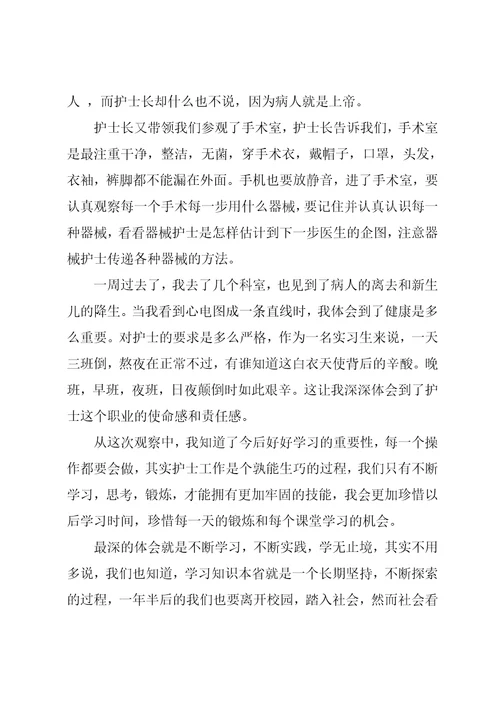 护理专业学生见习社会实践报告