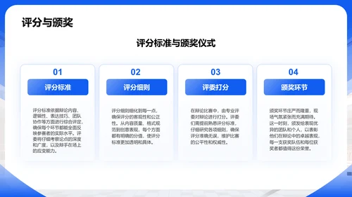 蓝色商务风辩论赛流程与规则PPT模板
