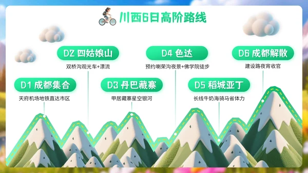 浅绿色3D风格8月旅游攻略