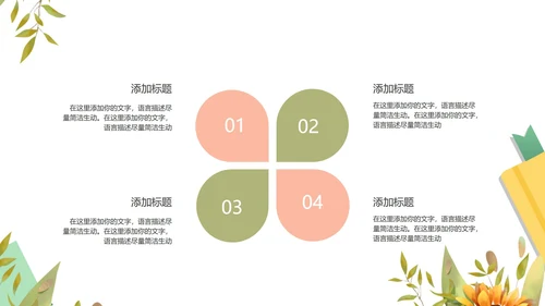 小清新粉嫩植物花卉总结汇报PPT模板
