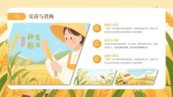 黄色芒种节气介绍通用PPT模板