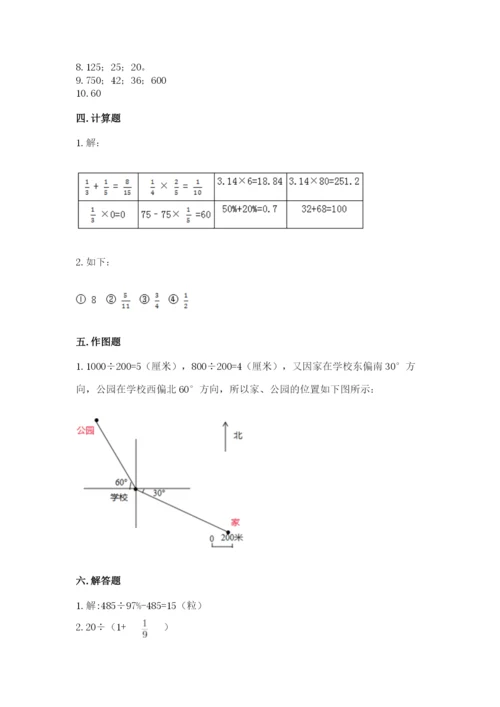 2022人教版六年级上册数学期末测试卷精品（精选题）.docx