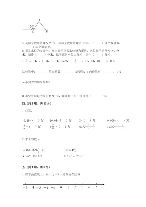 小学六年级数学摸底考试题带答案（培优b卷）.docx