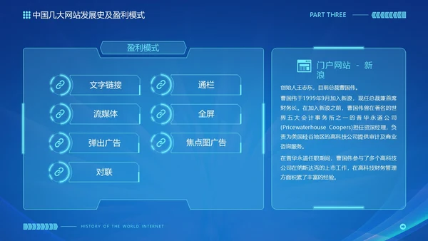 蓝色互联网科技风互联网发展史工作汇报演示PPT