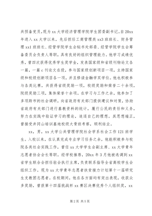 全省优秀共青团员申报材料.docx