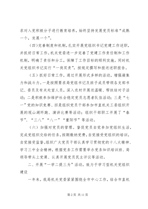 市审计局机关委员会关于党建工作完成情况汇报.docx