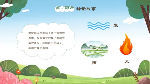 中国神话故事仓颉造字通用PPT模板