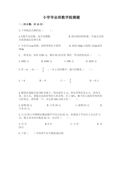 小学毕业班数学检测题含完整答案（名校卷）.docx