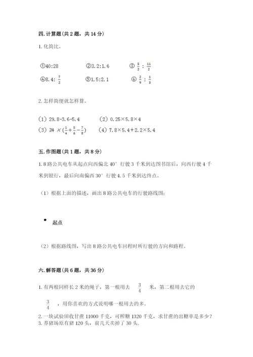 六年级数学上册期末考试卷附答案（预热题）.docx